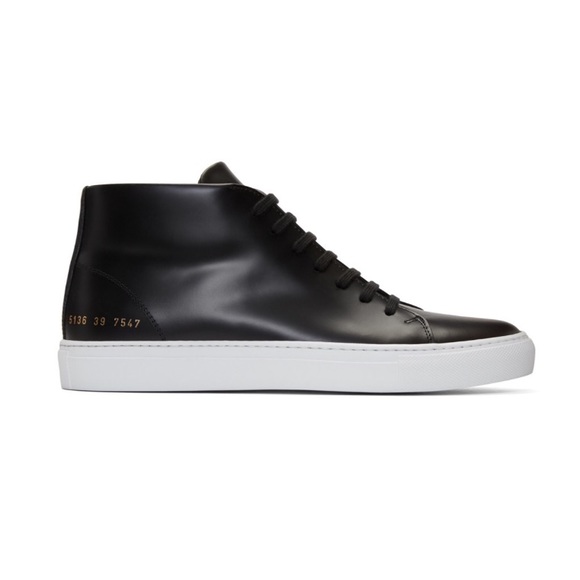 Common Projects Mid-Top Leather Trainers in Black